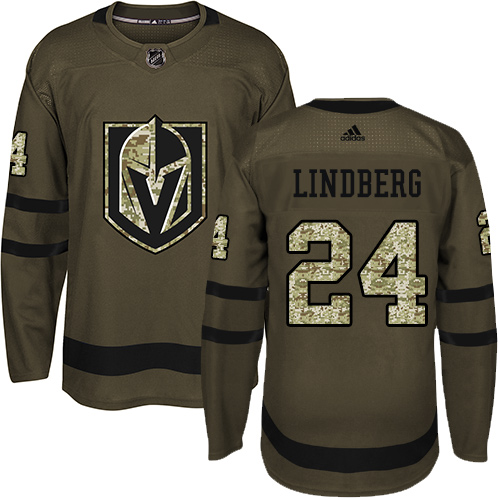 Adidas Golden Knights #24 Oscar Lindberg Green Salute to Service Stitched NHL Jersey - Click Image to Close